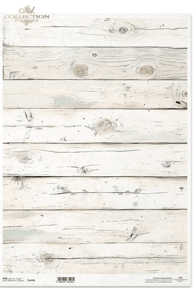 A3 ITD White Wood Decoupage Paper R1434L - Decoupage Central