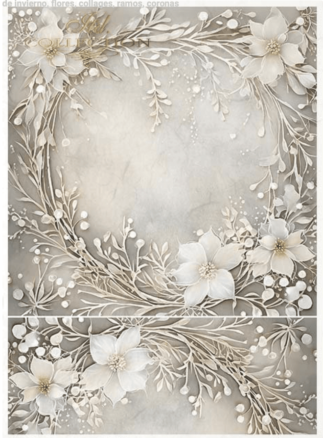 A3 ITD White Wreath Decoupage Paper R1167L - Decoupage Central