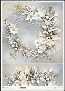 A3 ITD Winter Poinsettia White Decoupage Paper R1168L - Decoupage Central