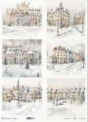 A3 ITD Winter Village Background Decoupage Paper R1146L - Decoupage Central