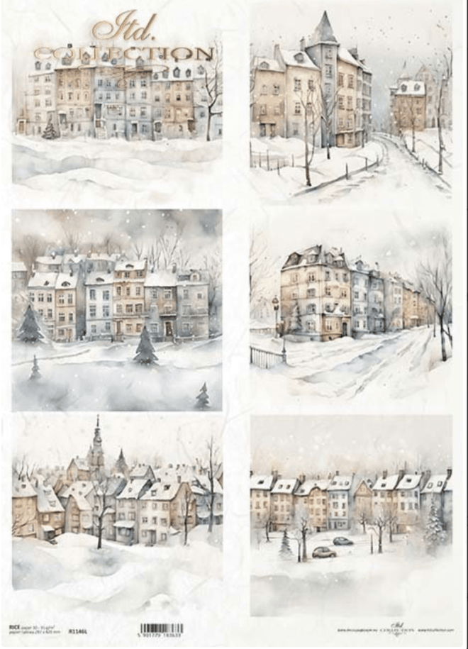 A3 ITD Winter Village Background Decoupage Paper R1146L - Decoupage Central