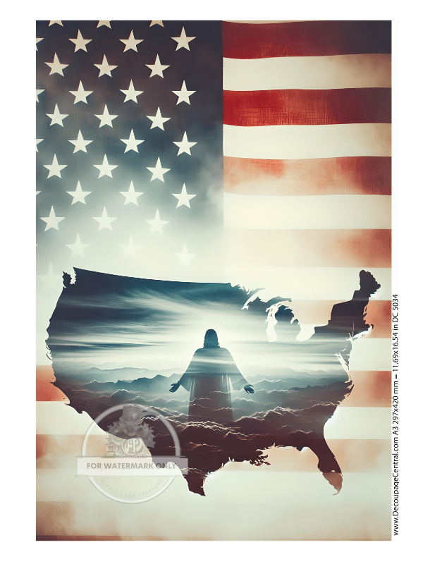 A3 One Nation Rice Paper DC5034 - Decoupage Central