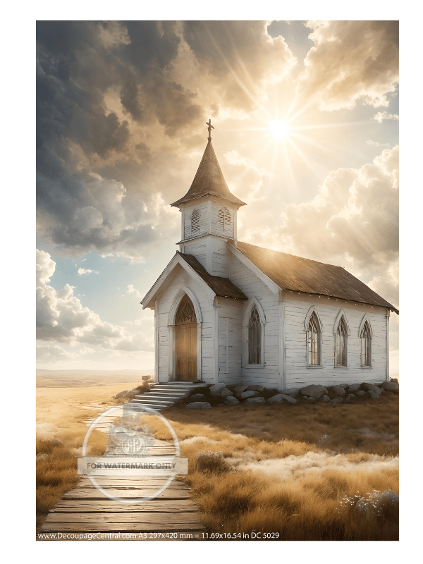 A3 Prairie Church Rice Paper DC5029 - Decoupage Central