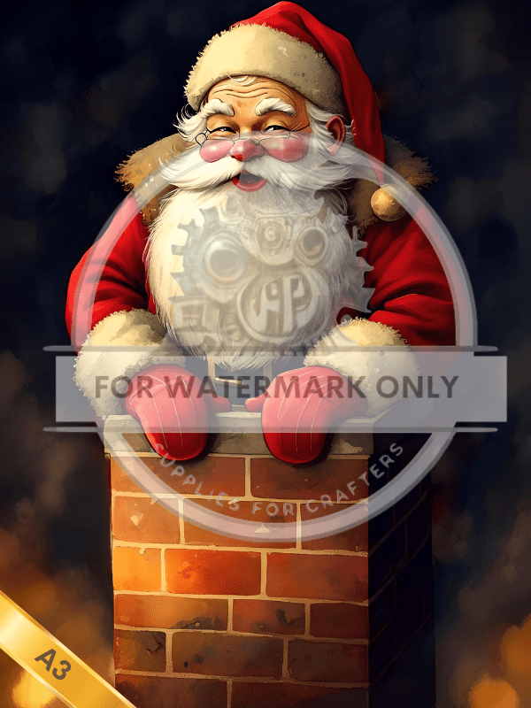 A3 Santa in the Chimney Rice Paper DC5044 - Decoupage Central