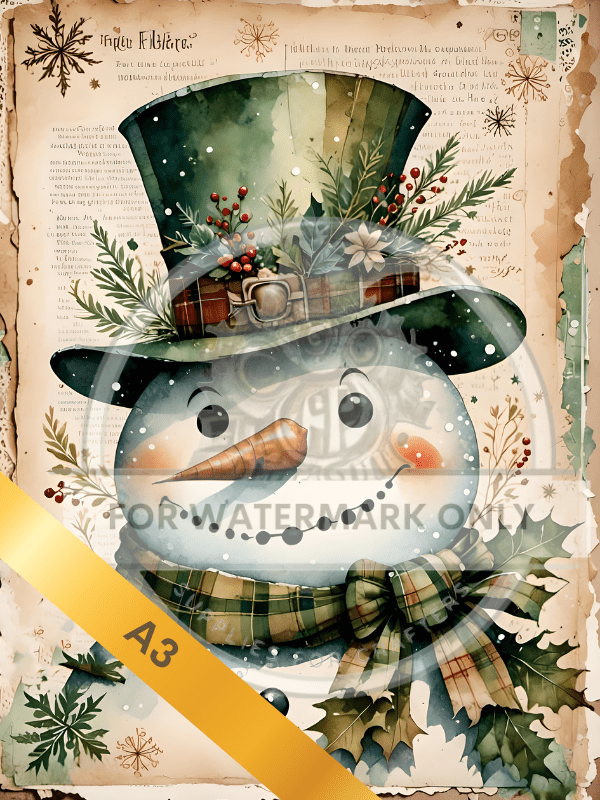 A3 Snowman Closeup Rice Paper DC5063 - Decoupage Central
