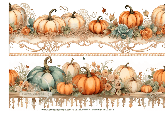 A3 Watercolor Pumpkin Duo Paper DC5013 - Decoupage Central