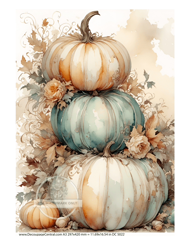 A3 Watercolor Pumpkin Stacked Paper DC5022 - Decoupage Central