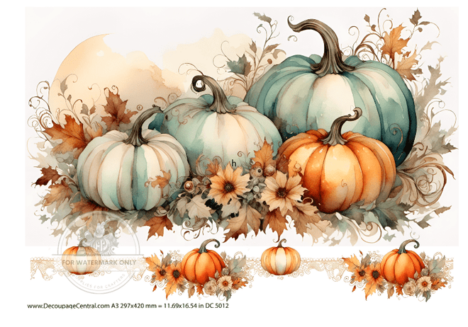 A3 Watercolor Pumpkins Paper DC5012 - Decoupage Central