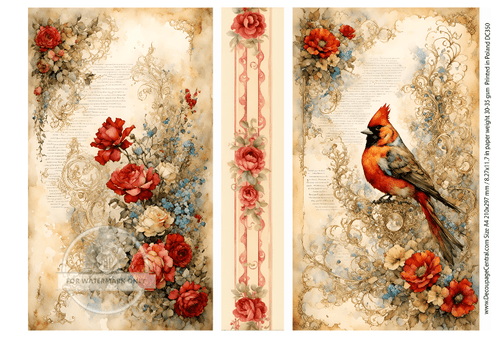 A4 A Cardinals Story Rice Paper DC350 - Decoupage Central