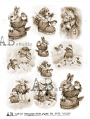 A4 AB LIttle Holiday Images Sepia Rice Paper 5795 - Decoupage Central