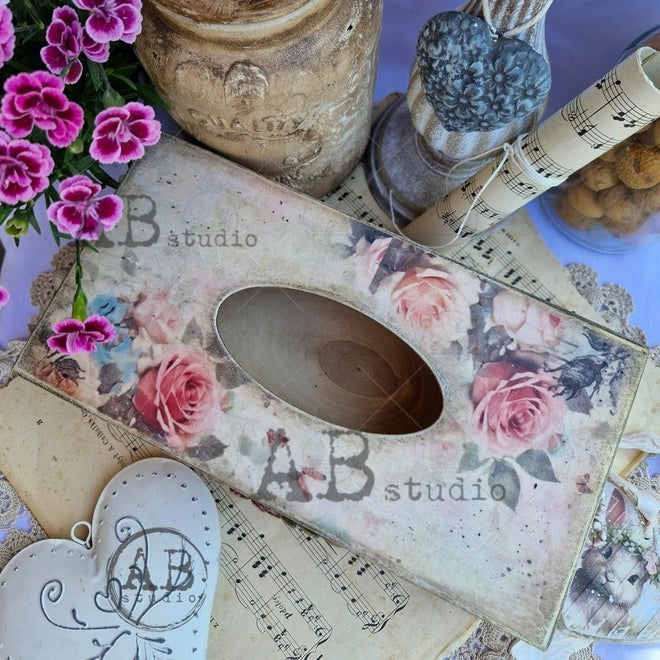 A4 AB Rose Wall Paper Rice Paper 5295 - Decoupage Central