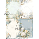 A4 AB Studio 7628 Blue Blossom Corners - Decoupage Central