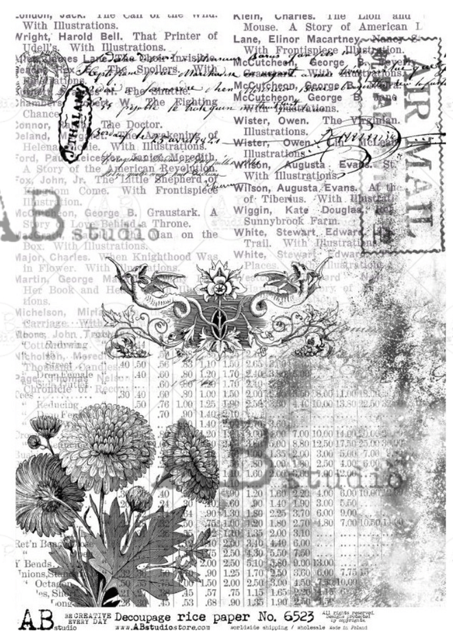 A4 AB The Ledger Page Decoupage Rice Paper, 6523 - Decoupage Central