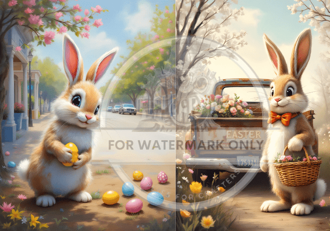 A4 Adorable Bunny Duo Rice Paper DC620 - Decoupage Central