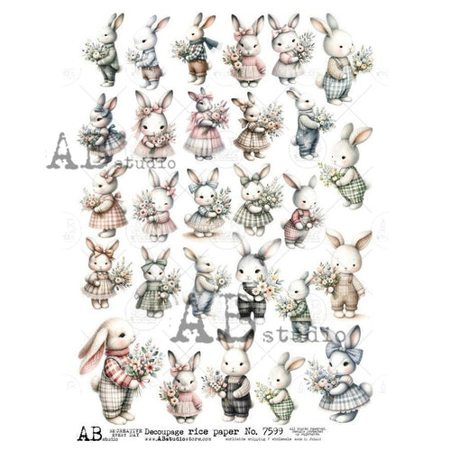 A4 All of those Bunnies Rice Paper AB Studios 7599 - Decoupage Central