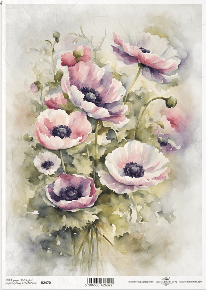 A4 Anemone ITD Collection Decoupage Paper R2470 - Decoupage Central