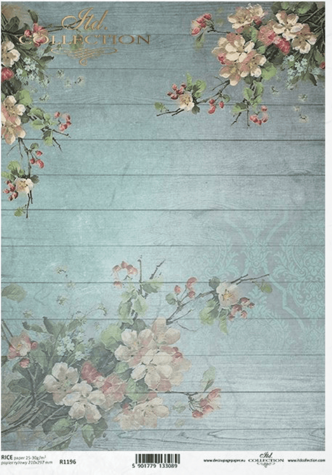 A4 Apple Blossom Beadboard Background From ITD 1196 - Decoupage Central