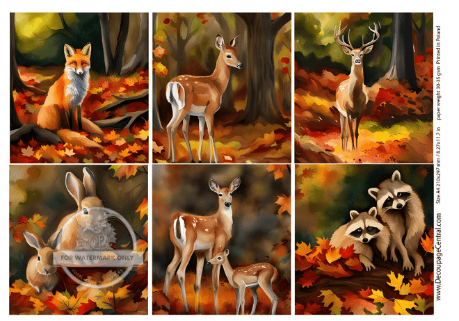 A4 Autumn in the Forest Rice Paper DC128 - Decoupage Central