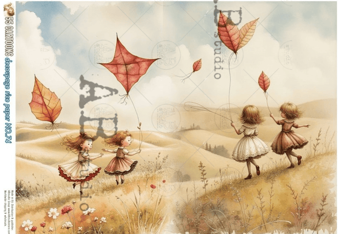 A4 Autumn Kites Duo, 55C74 - Decoupage Central