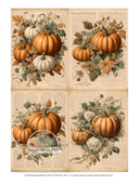 A4 Autumn Pumpkin Floral Quad Rice Paper DC438 - Decoupage Central