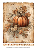 A4 Autumn Pumpkin Floral Rice Paper DC414 - Decoupage Central