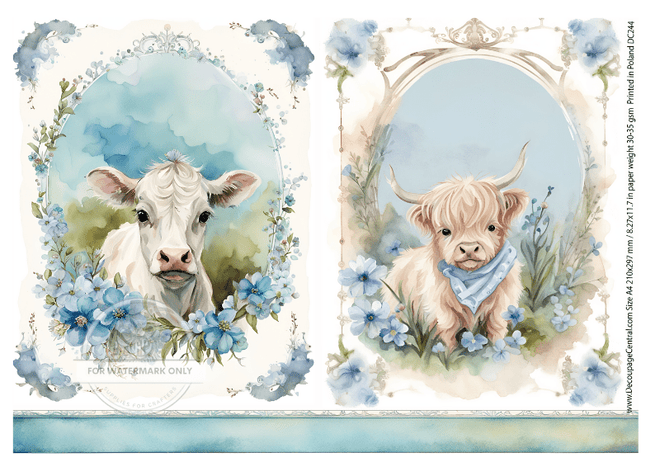 A4 Baby Cows Rice Paper DC244 - Decoupage Central