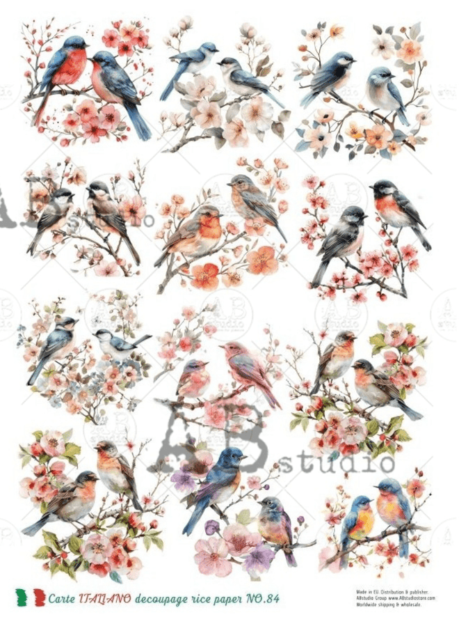 A4 Beautiful Bird Minis Carte Italiano 84 - Decoupage Central