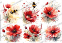 A4 Bee - Kissed Poppies Paper DC900 - Decoupage Central