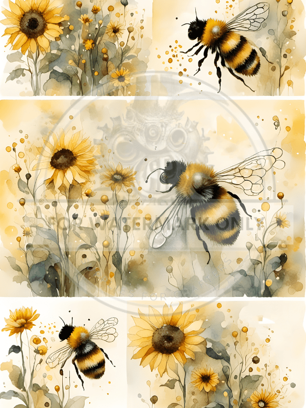 A4 Bee Scene Rice Paper DC651 - Decoupage Central