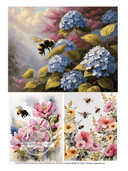 A4 Bees N Blossom Rice Paper DC 337 - Decoupage Central