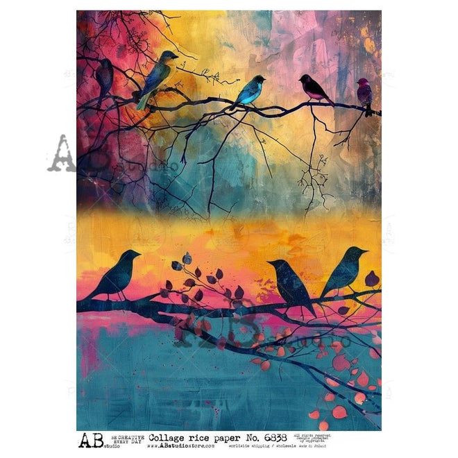 A4 Birds at Sunset AB Studios 6838 - Decoupage Central