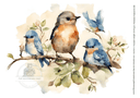 A4 Birds on Branch Decoupage Rice Paper DC258 - Decoupage Central