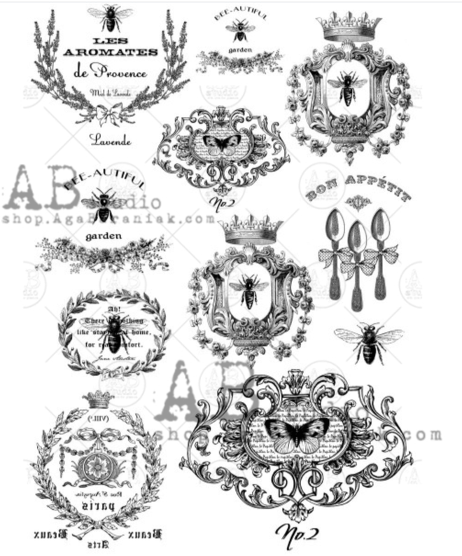 A4 Black and White Labels Rice Paper 0400 - Decoupage Central