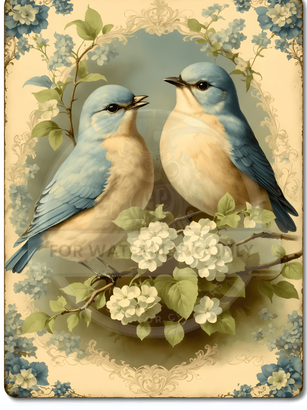 A4 Blue Bird Waltz Rice Paper DC711 - Decoupage Central