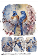 A4 Blue Birds Quad AB Studios 6342 - Decoupage Central