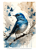 A4 Bluebird with Butterflies Rice Paper DC363 - Decoupage Central