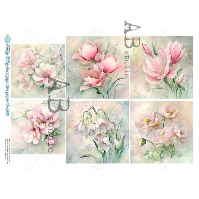 A4 Blush Garden Multi Milky Valley ID 629 - Decoupage Central