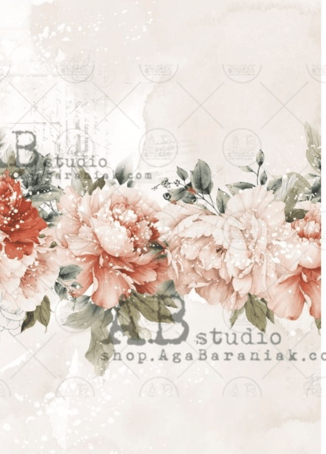 A4 Border Flowers AB StudiosValley 0692 - Decoupage Central