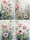 A4 Botanical Whispers Quad Rice Paper DC743 - Decoupage Central