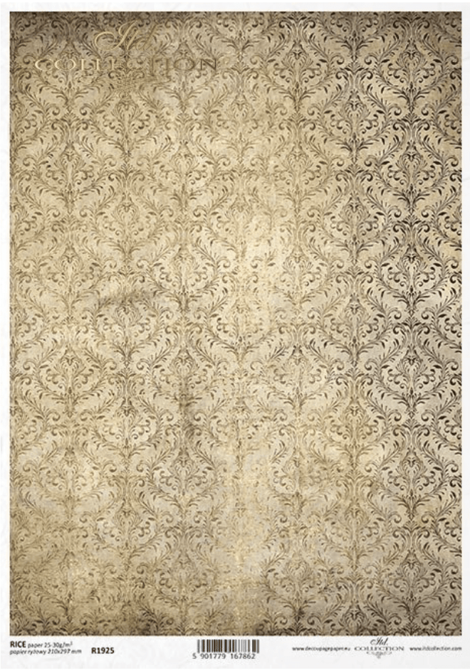 A4 Bronze Damask Background From ITD R1925 - Decoupage Central