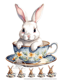 A4 Bunny in A Teacup Rice Paper DC323 - Decoupage Central