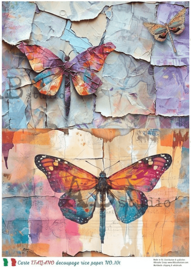 A4 Butterfly Duo Carte Italiano 101 - Decoupage Central