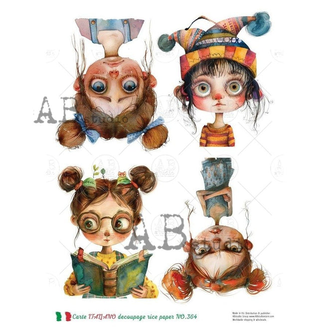 A4 Carte 364 Playful Girls Carte Italiano - Decoupage Central