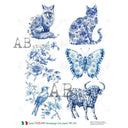 A4 Carte 412 Delft Blue Creatures Carte Italiano - Decoupage Central