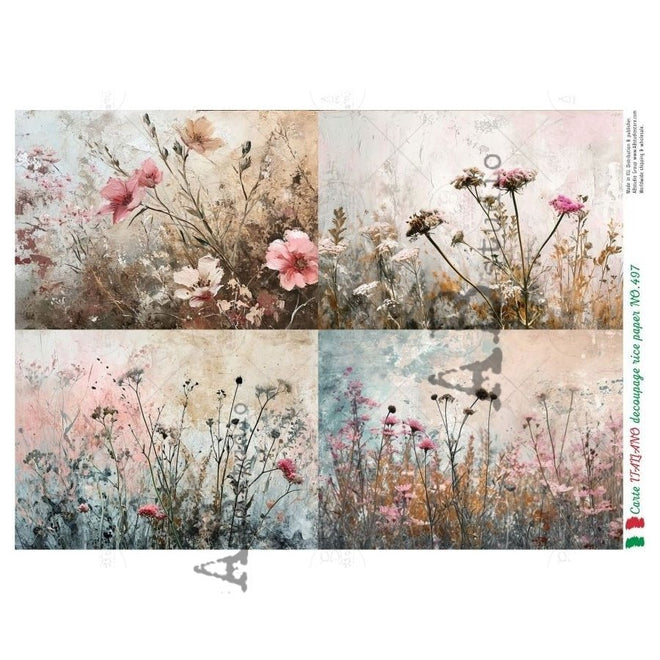 A4 Carte 497 Meadow Whispers Quad Carte Italiano - Decoupage Central