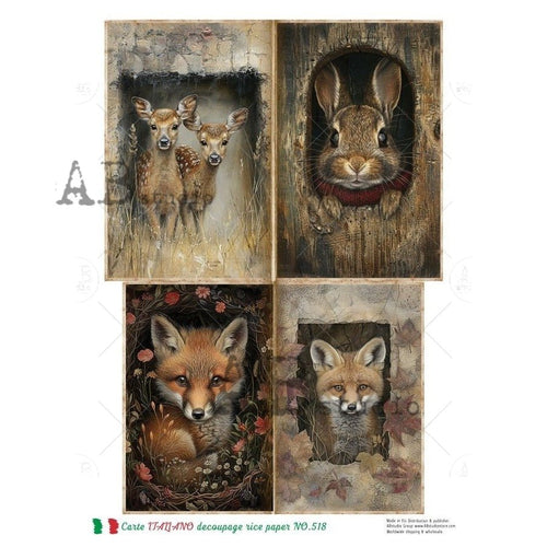 A4 Carte 518 Woodland Peekaboo Carte Italiano - Decoupage Central