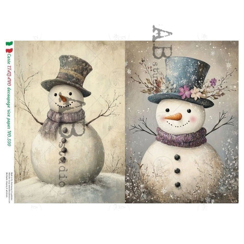 A4 Carte 590 Snowman Gentlemen Carte Italiano - Decoupage Central