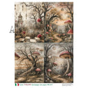 A4 Carte 817 Twilight Mushroom Grove Rice Paper - Decoupage Central