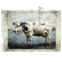 tThis fabulous Cow on a blue background fillshe entire space Rice paper for decoupage available at Decoupage Central.