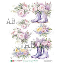 A4 Carte 878 Lavender Garden Boots Rice Paper - Decoupage Central